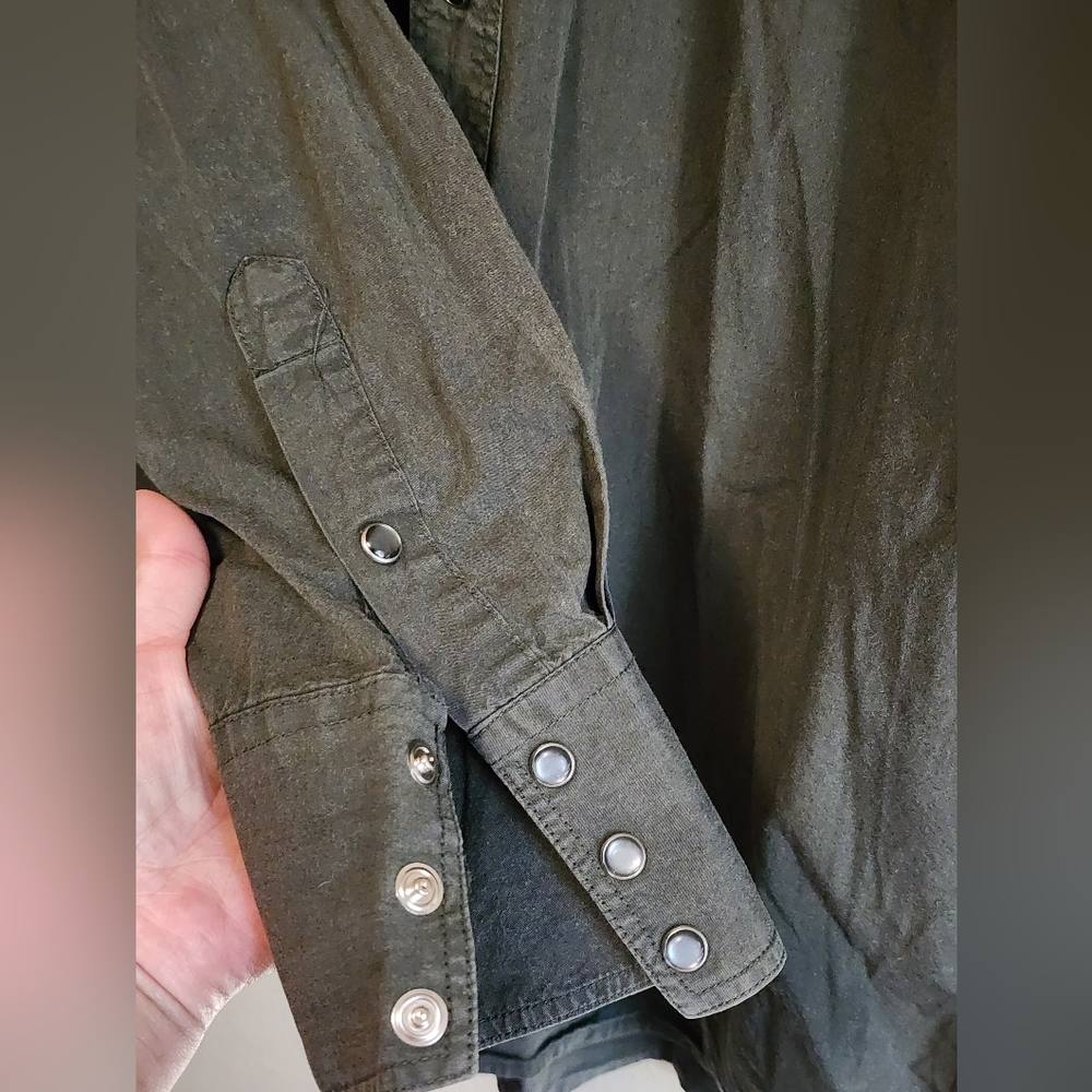 Olive Green Collared Button-Down - image 3